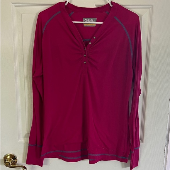 Cabela's Pink Buttoned Long Sleeve Tee - Picture 1 of 4